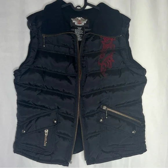 Harley Davidson Puffer Vest Biker Riding Vest Size S - Picture 3 of 11